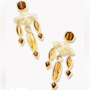 Kendra Scott Monica Gold Statement Earrings in Brown Mix NWT